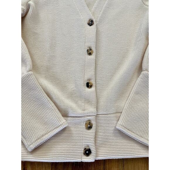 MADEWELL Ivory Flower Shaped Buttons Ottoman Rib Cardigan Size Small EUC‎ - Picture 8 of 13
